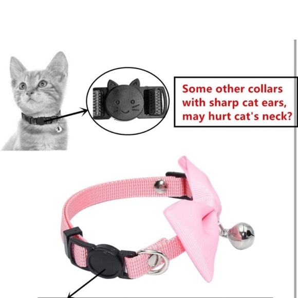 5for$10 Baby Pink Bell Cat Collar & Small Pet Collar Pet Accessories 10 Inches - Picture 6 of 10
